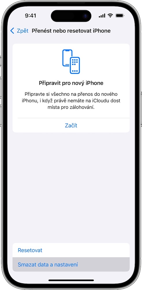 iPhone a výmaz do továrního nastavení