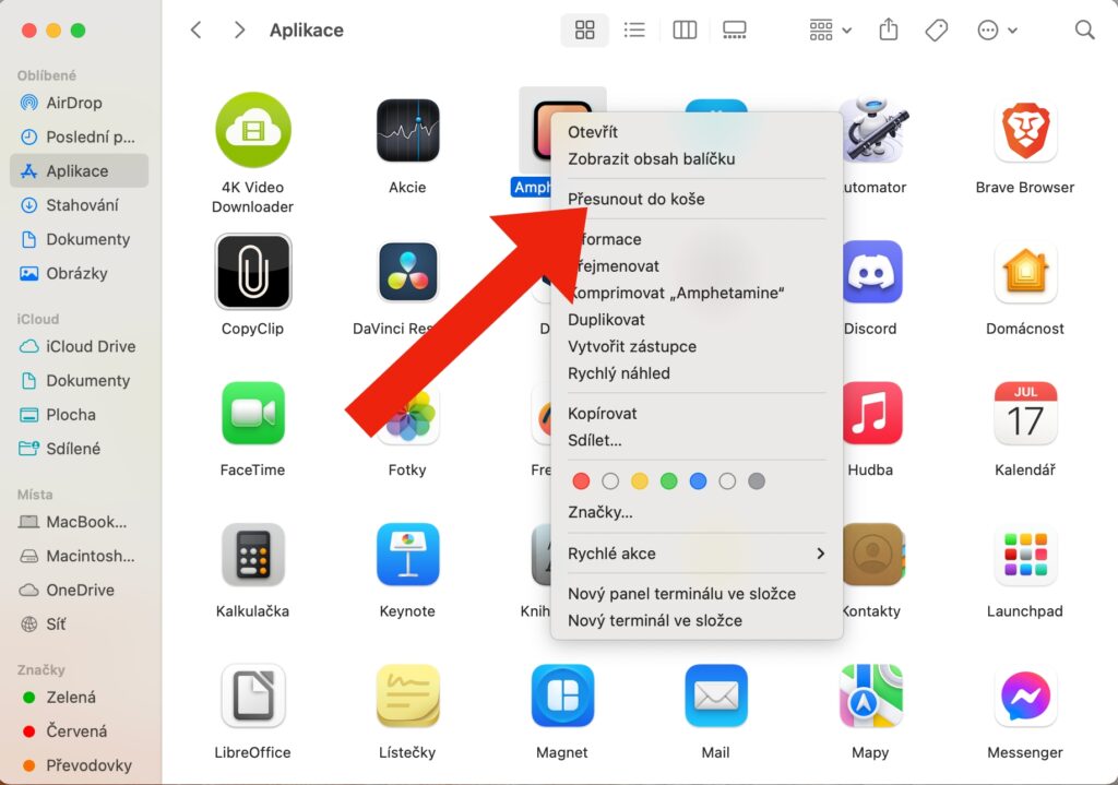 Jak odinstalovat aplikaci z Macu