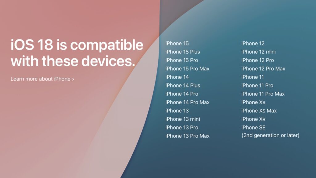 Seznam podporovaných iPhonů pro iOS 18