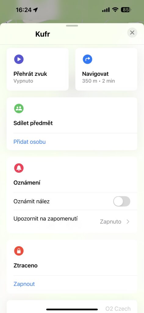 O2 Tag, aplikace Najít