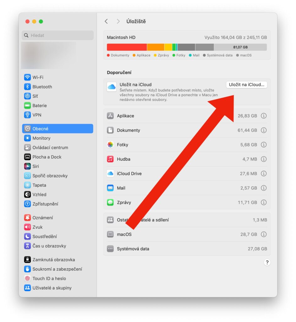 Jak uvolnit místo v MacBooku