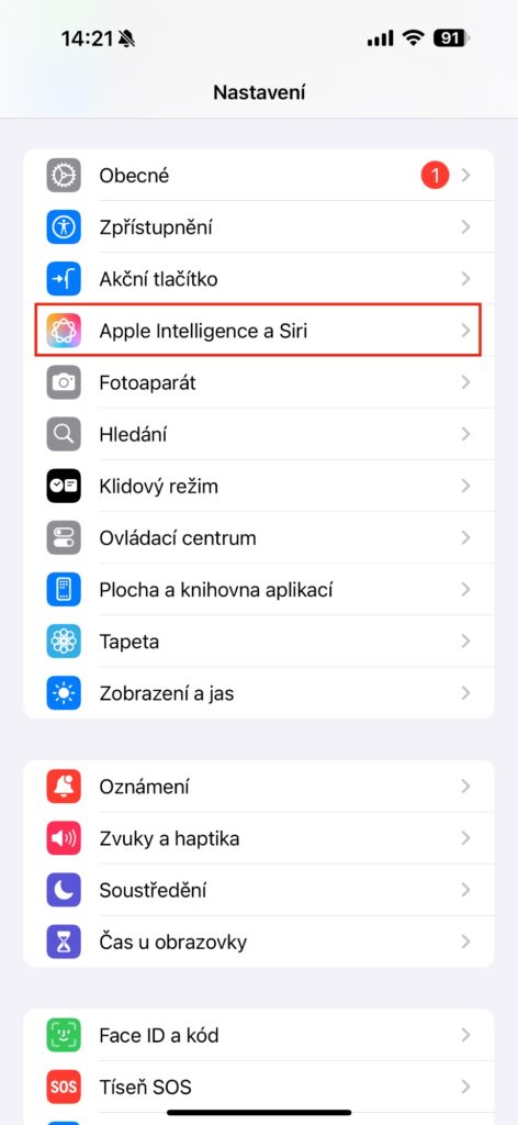 Nastavení Siri