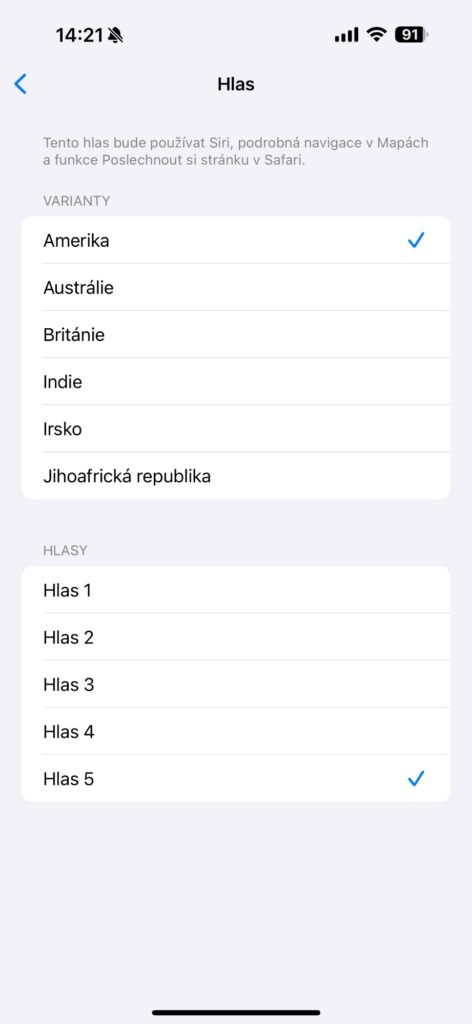 Nastavení Siri